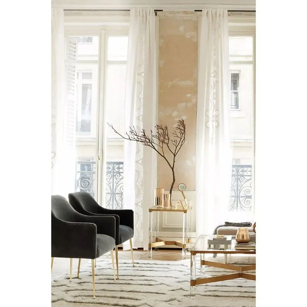 Anthropologie Embroidered Lace Lacina Curtain Panel White 84